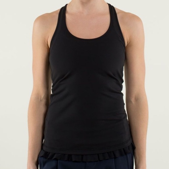 💕HP💕Lululemon LIMITED EDITION cool racerback black ruffled hem tank - Picture 3 of 12